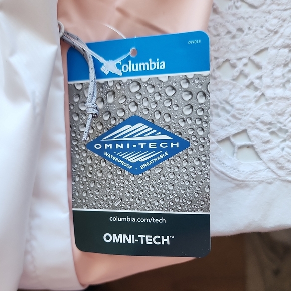 COLUMBIA Women's Arcadia II White & Peach Omni Tech Rain Jacket - Picture 8 of 10